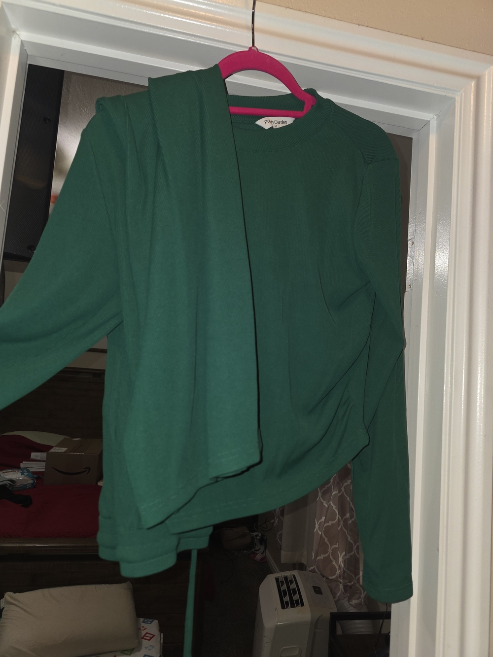 groove Forest Green Open-Front Women's Crew Sweater